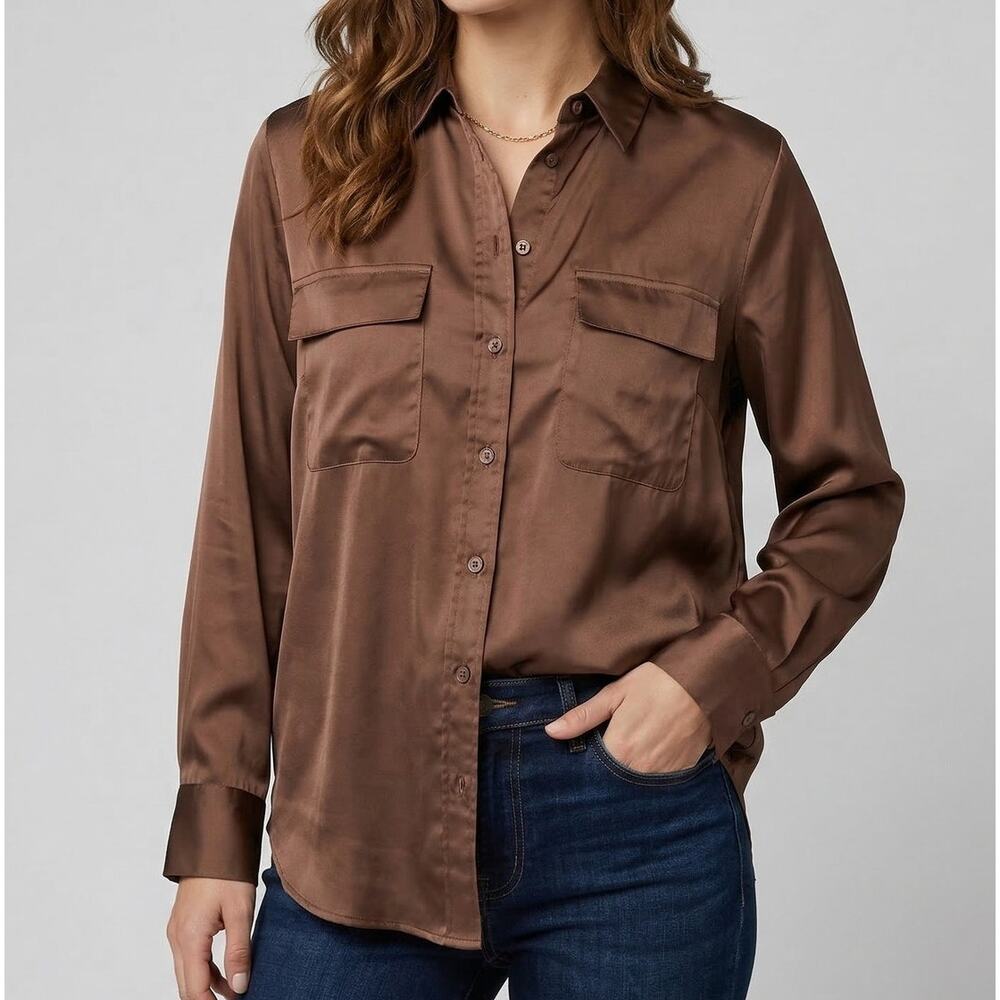 Equipment Limited Edition Medium Satin Classic Signature Button Front Shirt